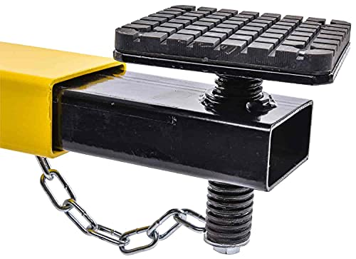 Jegs Cross Beam Jack Adapter - Fits On Any Floor Jack Cross Beam With 1-1/8 “ Diameter Saddle Stud - 1.5 To 2 Ton Capacity, Adjusts From 28” To 36”, Rubber Lift Pads - Black And Yellow Finish #TOP1