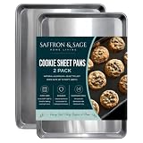 Commercial Quality Cookie Sheet Pan - 2 Pack Aluminum Half Sheet Baking Pan By Saffron & Sage Home Living - This 18X13 Baking Sheet Set Is Rust & Warp Resistant, Heavy Duty, Of Thick Gauge