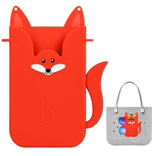 Silicone Phone Holder for Bogg Bags – Compatible Phone Case Attachment, Beach Tote Accessory, Fox-Shaped Bogg Bag Accessories & Charms, Compatible with All Bogg Bags(Red)