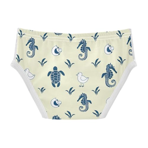 CHIFIGNO Boys' Underwear Nautical Seahorses Turtles Yellow Little Boy Briefs Printed Cotton Briefs Underwear2