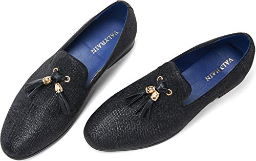 Jousen Men's Loafers Tassel Luxury Fashion Loafers For Men Slip-On Loafer Vintage Wedding Shoes For Men(Amy815 Black 11) #TOP6