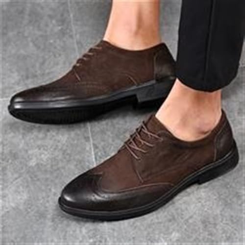 Casual Business Oxford Leather Shoes Dress Oxford for Men Lace Up Round Burnished Toe Shoes Leather Rubber Sole Low Top Non Slip Anti-Slip Wedding4