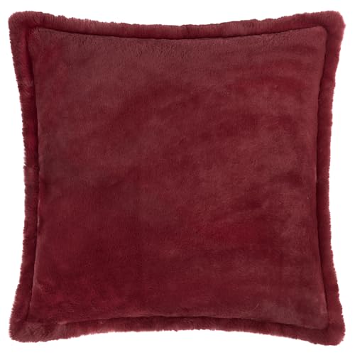 furn. Kallu Faux Fur Cushion Cover – Soft Fluffy Decorative Cushion with Oxford Edge (Berry - 45x45cm)