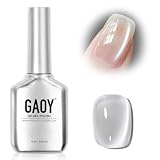 GAOY Glassy Cat Eye Gel Nail Polish, 16ml Glitter Holographic UV Gel Polish, Reflective Translucent, 2341 Silvery Moonlight