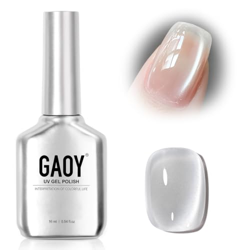 GAOY Glassy Cat Eye Holographic Gel Polish, 16ml Glitter Reflective Translucent UV, 2341 Silvery Moonlight