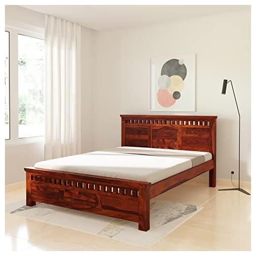 Amazon Brand - Solimo Agnus Queen Size Solid Sheesham Wood Bed Without Storage (Honey Finish)