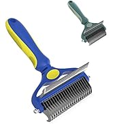 MEREN Pet Grooming Brush,Professional Pet Grooming Tool,2 Sided Undercoat Rake for Cats Dogs Brus...