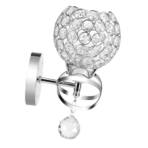Jeffergarden �N���X�^���E�H�[�������v ���_���Ȕ��p�`�N���X�^���f�U�C�� �A�C�A�����̕ǎ��t���p�C�� �����X�y�[�X�p E27�\�P�b�g�Ή� LED�d�� �R���p�N�g�T�C�Y 14.5x24.5cm ���r���O���[�� �x�b�h���[�� �o�X�p