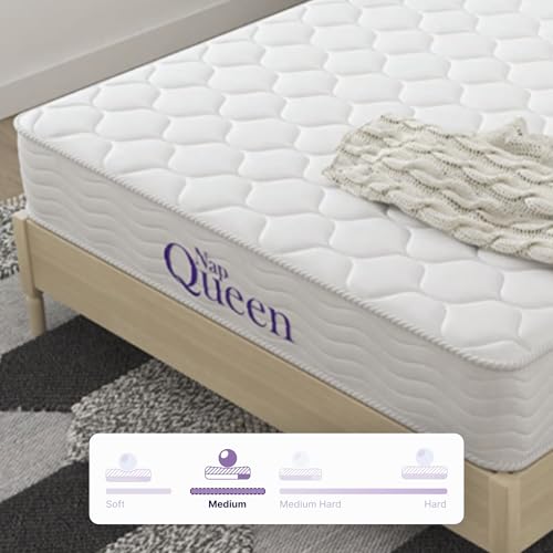 NapQueen 8 Inch Innerspring Full Size Medium Firm Memory Foam Mattress, Bed in a Box White by NapQueen - Image 5
