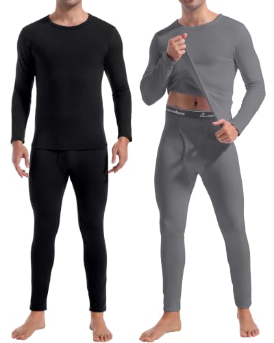 2 Sets Thermal Underwear for Men Long Johns Base Layer Winter, M