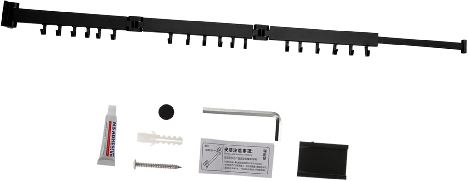 Retractable Aluminum Rod Clothes Drying Mounted Balcony Pole Compact Hanger for Towels Coats and Laundry