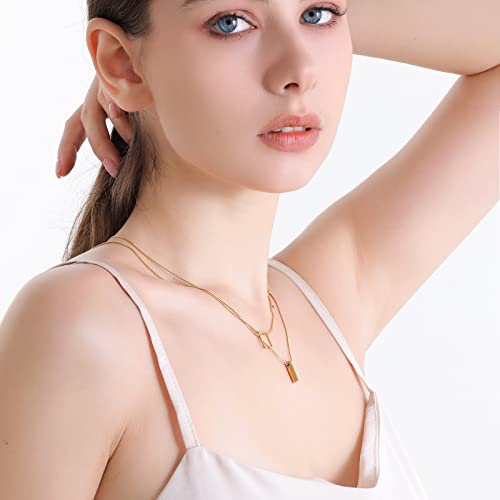 Foyotri Pendant Necklace For Women 16K Gold Plated Paperclip Chain,Womens Heart,Artificial Pearl Necklacel, Square Shell Bead Pendant Necklace (Square Pendant) #TOP2