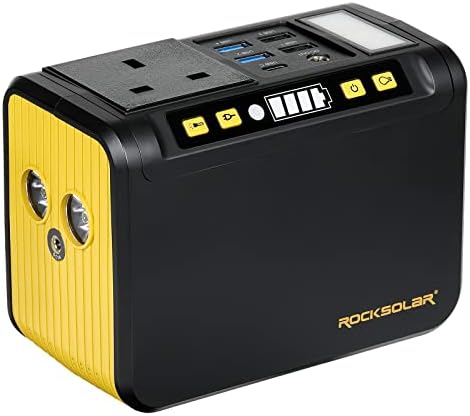 ROCKSOLAR RS81 80W PEAK 120W Ultra-Lightweight portable power station with LED flashlight| AC 220V output 88 Wh 24000mAh lithium-ion generator| 1*AC port| 1*DC port| and 4*USB| 1*USB type C