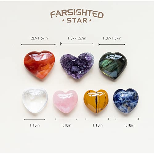 Healing Crystals And Stones, Nature Crystal Heart-Shaped Ornament Chakra Set, Amethyst Geode Rose Quartz Carnelian Sodalite Mookaite Clear Quartz Labradorite, For Spiritual Healing, Home Decoration. #TOP3