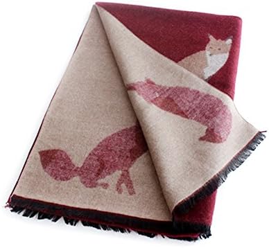 IMLECK Winter Fashion Stylish Fringe Cartoon Small Fox Cashmere Feel Long Pashmina Scarf