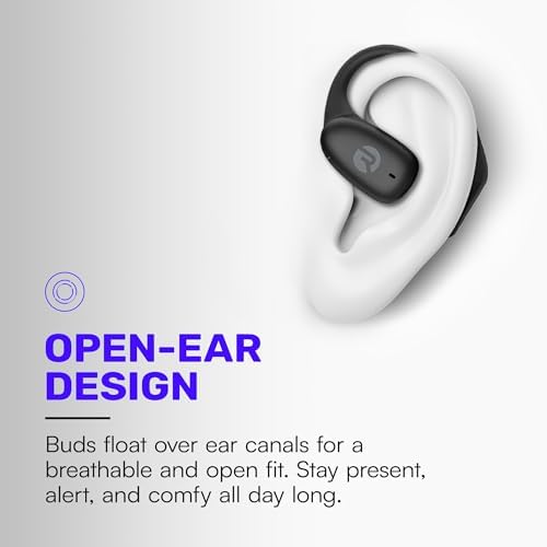 Raycon Essential Open Ear Earbuds – Open Ear Headphones, Earbuds Wireless Bluetooth, Sweat & Water-Resistant Earphones, Running Headphones with Ultra-Lightweight Design, 36 Hours Battery Life (Black) - 2