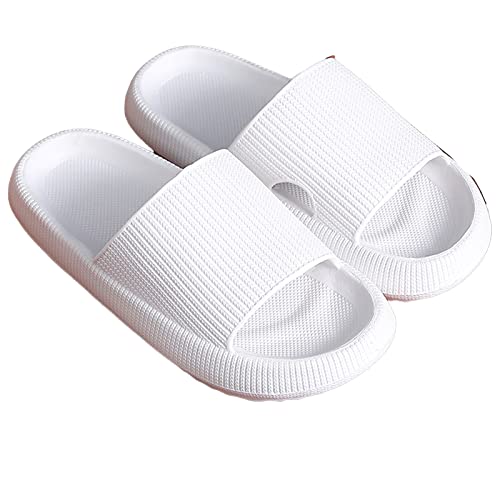 Womens Slippers, Men's Slippers Summer, Open Toe Slippers for Women,Home Indoor Bathroom Bath Outer Wear Thick Bottom Men's Sandals (Color : White, Size : EUR 42-43)
