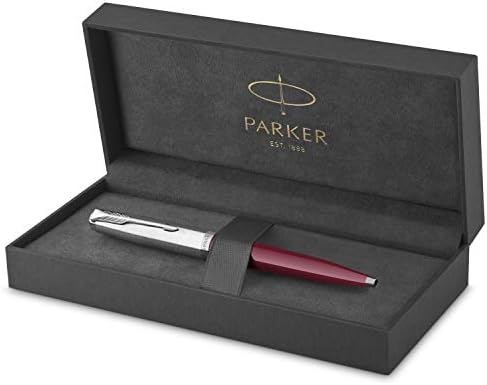 PARKER 51 Penna a Sfera, Corpo Rosso (Borgogna) con Finiture Cromate, Punta Media con Ricarica di Inchiostro Nero, Confezione Regalo
