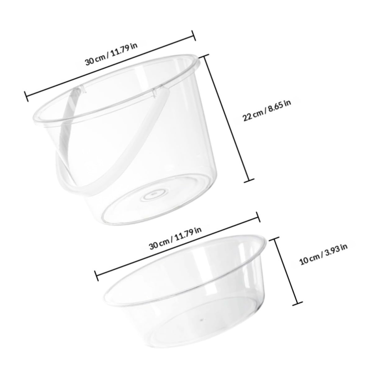 SECFOU Cubo Plástico Resistente y Ligero de Limpieza Transparente Tapa y Asa para Lavar Ropa y Remojar Pies Hogar