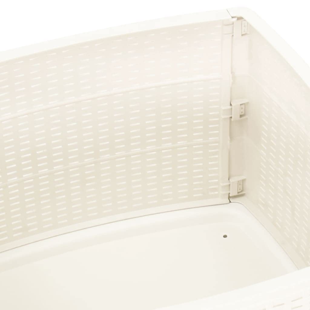 Tavolino da caffè in plastica, bianco, 53 x 53 x 40 cm, per esterni, con effetto rattan, facile da pulire, per cibi e bevande