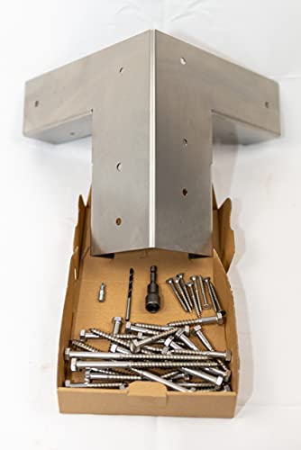 KanzelFIX 4X Geradi Kanzelecken, Komplettset, Edelstahl, Pfostenecke, 100x100 mm Holz, Hochsitz, Jagdkanzel, Holzverbinder