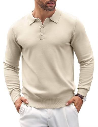 COOFANDY Pull Homme Hiver Sweat Pullover Col Roulé Sweats sous Sweatshirts Torsadé Regular Fit Marque Sweat Travail Pulls Chaud Jumper sous Pulls Crème XL