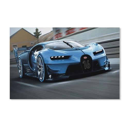 Diamant peinture 5D voiture de sport bleue, le cadeau de Saint Valentin parfait en taille 30x40cm