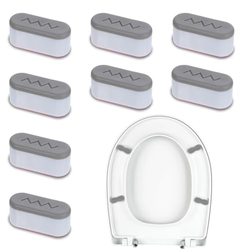 Giantree 8Stück WC-Sitz-Puffer, WC Deckel Puffer, Abstandhalter für WC Brille Dämpfer Abstandhalter Auflagestopfen für Toilettensitz Weiß WC Sitz Stoßstangen für Zuhause Büro Hotel (Grau+Weiß)