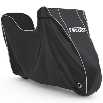 Favoto Telo Coprimoto Impermeabile Esterno Telo Moto Tessuto Oxford 300D e Scooter Elettrici con Bauletto, Strisce Riflettenti e Foro per Serratura 220cm x 105cm x 130cm