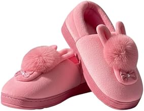 Kids Winter Warm Fur Slippers | Anti-Slip Indoor Shoes with Soft Plush Lining | Lightweight Cozy Winter Boots for Boys & Girls (Pink)