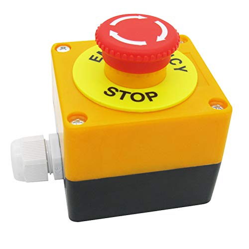 Twtade/Emergency Stop Red Sign Mushroom Push Button Switch Station 1 Nc 1 No 440V 10A Normally Closed Stop Switch Box La38-11Zs-Box #TOP24