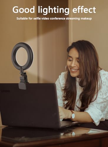 Luz para Selfie con luz de 5 Pulgadas, Anillo de luz para portátil, 5 Niveles de Brillo, Rango de Temperatura de Color 2500 K-7000 K, para Selfie, videoconferencia, Streaming de Maquillaje, vlog - imagen 8
