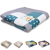 Alfombra para gatear de ULLENBOOM ® con bosque, azul (manta para bebé de 120 x 120 cm; ideal como colcha para el cochecito; apta como alfombra de juegos)