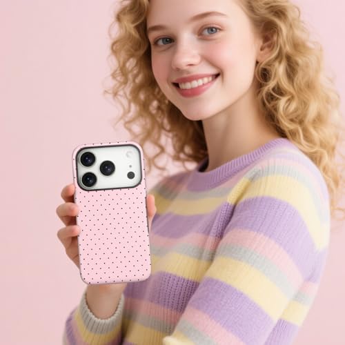 flewfun Magnetic for iPhone 17 Pro Max Case Cute Polka Dot Phone Case, Shockproof Slim TPU and Hard PC Protective Phone Cover Compatible with MagSafe Designed for Women Girls, Pink by flewfun - Used condition - Image 7