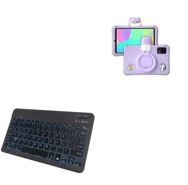 BoxWave Keyboard Compatible with Doogee T20mini Kid - SlimKeys Bluetooth Keyboard - with Backlight, Portable Slim LED 7 Colors - Jet Black