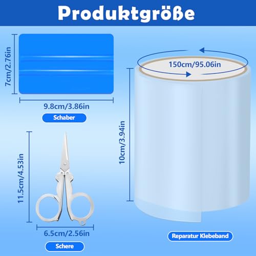 Nepfaivy Pool Reparaturset Poolflicken Selbstklebend - 10 x 150cm Wasserdichter Pool Kleber Flickzeug, PVC Reparatur Klebeband Flex Tape für Pool, Poolfolie, Wasserbett, Schlauchboot, Luftmatratze