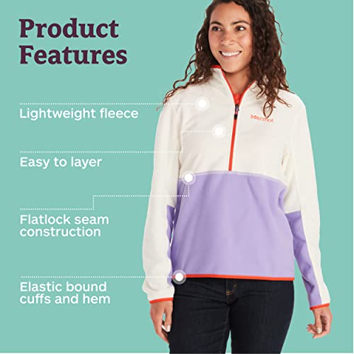 Marmot Womens Rockin 1/2 Zip Fleece Jacket, Papyrus/Paisley Purple, Medium Us #TOP3