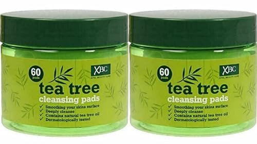 Xpēl Tea Tree Cleansing Pads - Contains Natural Tea Tree Oil & Dermatologically Tested | 60 Pads Each [TWIN PACK]