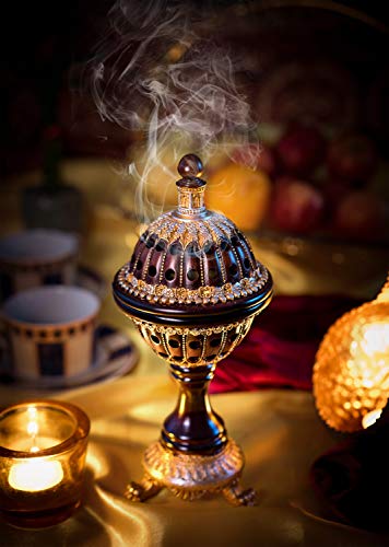 AM Lux Globe Incense Burner - Bakhoor Cone Holders | Insence bukhoor Burners| Frankincense Burner Charcoal | Mabkhara | for Office & Spiritual Decor (Brown) - Image 5