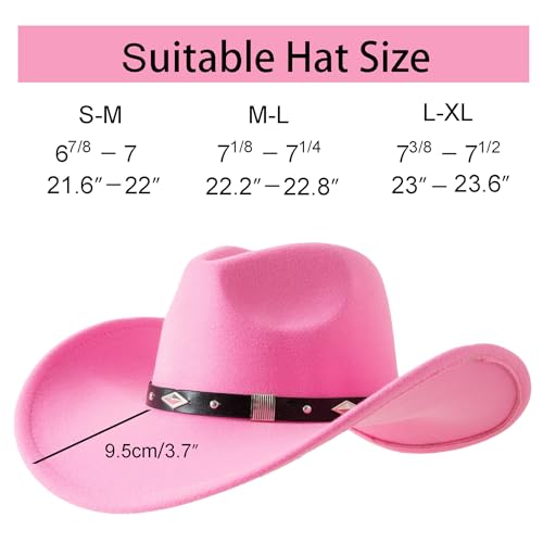 image for Lanzom Women Men Classic Felt Wide Brim Western Cowboy Cowgirl Hat wit