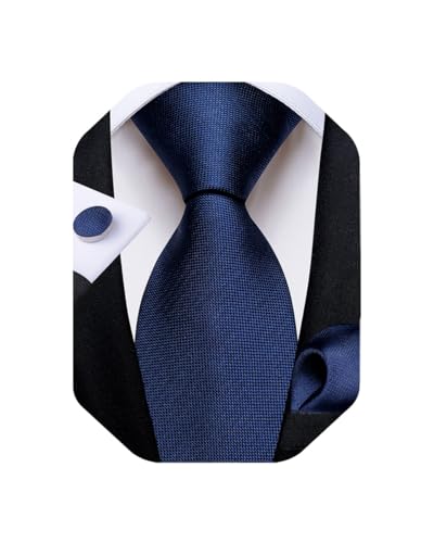 Image of DiBanGu Extra Long Tie for Men 63 inch XL Silk Necktie Set | Pocket Square and Cufflinks, Big and Tall, Jacquard Woven, Gift Box, Paisley /Plaid /Solid /Striped, for Weddinng Party Business