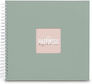 Hama Fotobuch „Fine Art“ (Spiralalbum für 300 Fotos im Format 10x15 cm, Fotoalbum zum Selbstgestalten, 50 weiße Seiten, Ringbuch Größe 36x32 cm, Cover mit Einstecktasche, Strukturpapier) Salbei