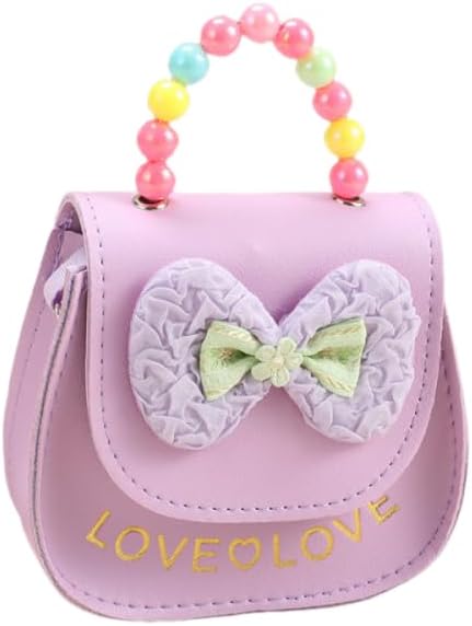 Cute handbag, rainbow beaded handle and bow bag,girl's cross-body bag