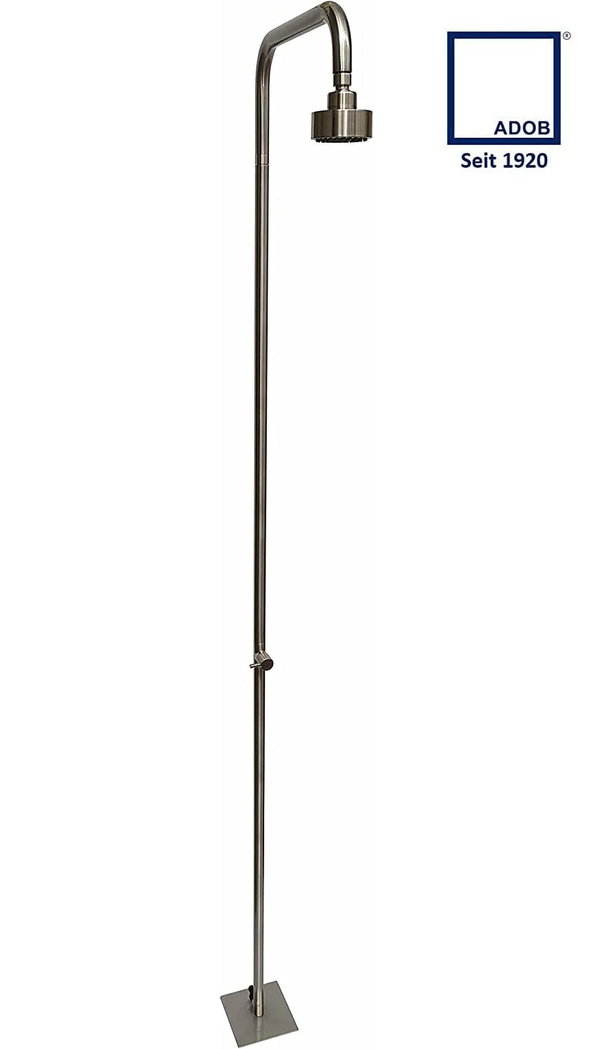 Design Gartendusche Aussendusche Pooldusche Deluxe aus hochwertigem Edelstahl Nickel gebürstet, Kopf schwenkbar