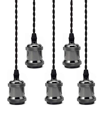 Kiven 32 Pieces H-Type 3 Wire Track Light,Rose Pendant Braided Fabric Flex Cord Length 23.62 in for Restaurant Chandelier Decorative Pendant Light Industrial Factory Pendant Lamp,Bulb Not Included