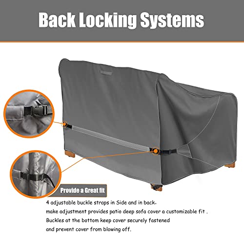 Patio Loveseat Cover, Heavy Duty Patio Furniture Covers, Waterproof Outdoor Sofa Cover, Provide A Great Fit And All-Weather Protection, (Grey,60 Inch) #TOP3