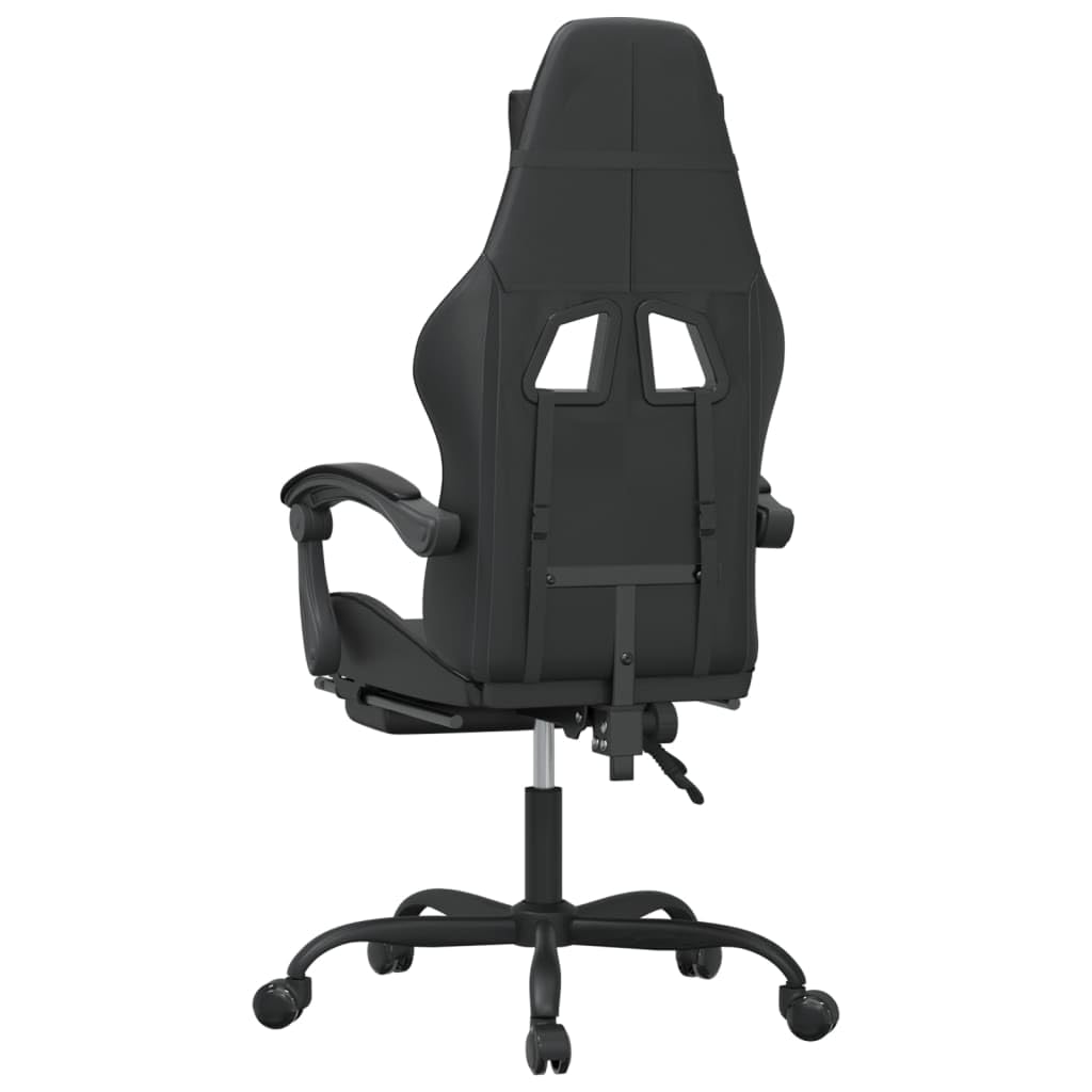 Silla para videojuegos con reposapiés y ruedas, piel sintética, ergonómica, altura regulable, giratoria, con reposabrazos y cojín lumbar para oficina, oficina en casa y comodidad para jugar