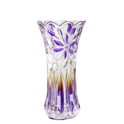 Vase fleur décoration maison en verre violet pour composition florale