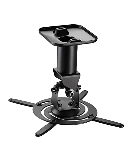 Sat-Fox e. K. Soporte de techo universal para proyectores de proyectores de carga de hasta 15 kg, distancia de techo: 215 mm, diseño estable de acero negro