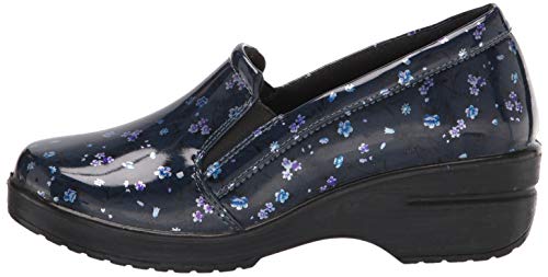 Easy Works By Easy Street Womens Leeza Clog, Navy Floral Patent, 6 X-Wide Us #TOP7